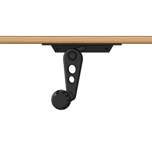 Illustration of a manual crank standing desk mechanism