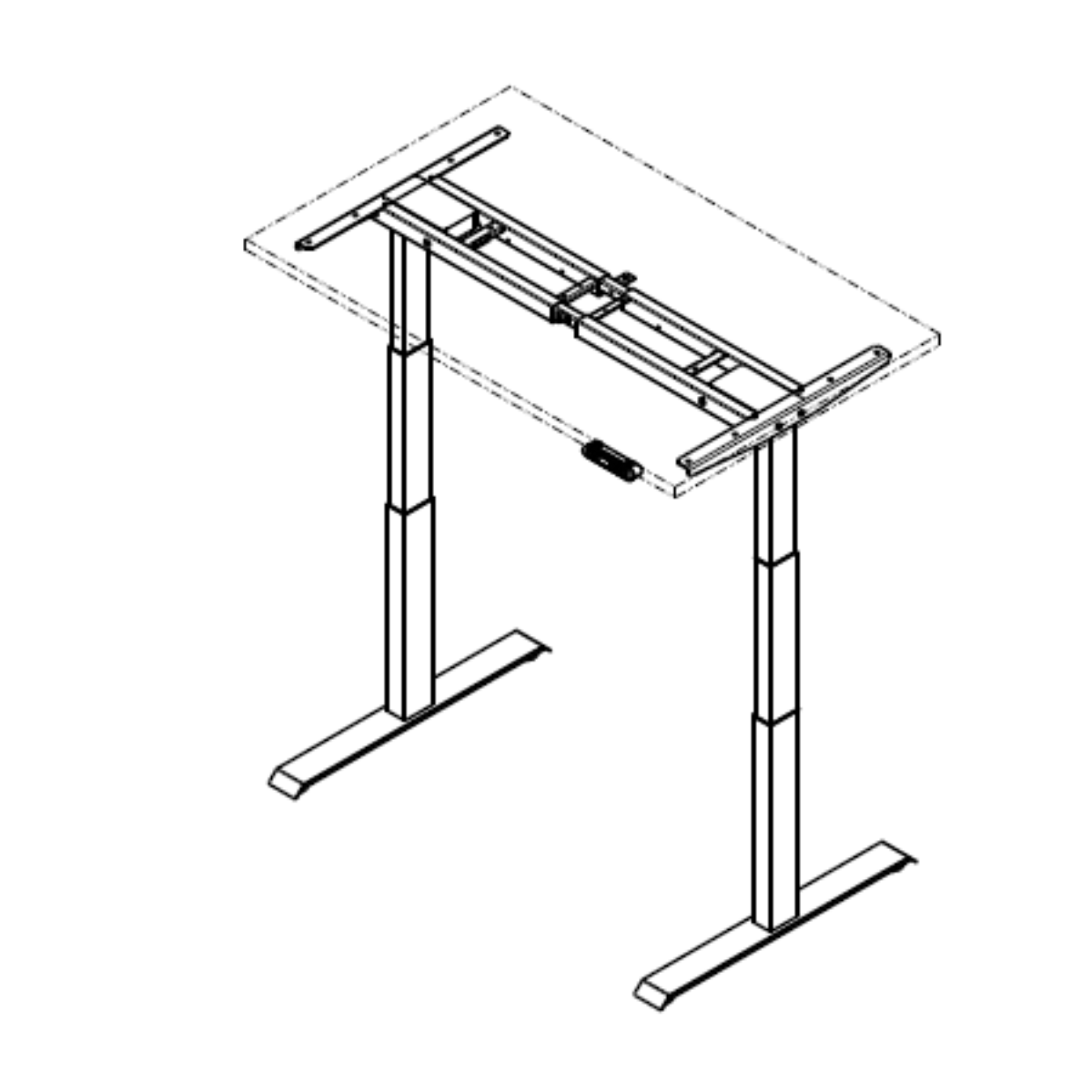 Engineering view of the Recken frame, leg motors, and control pad